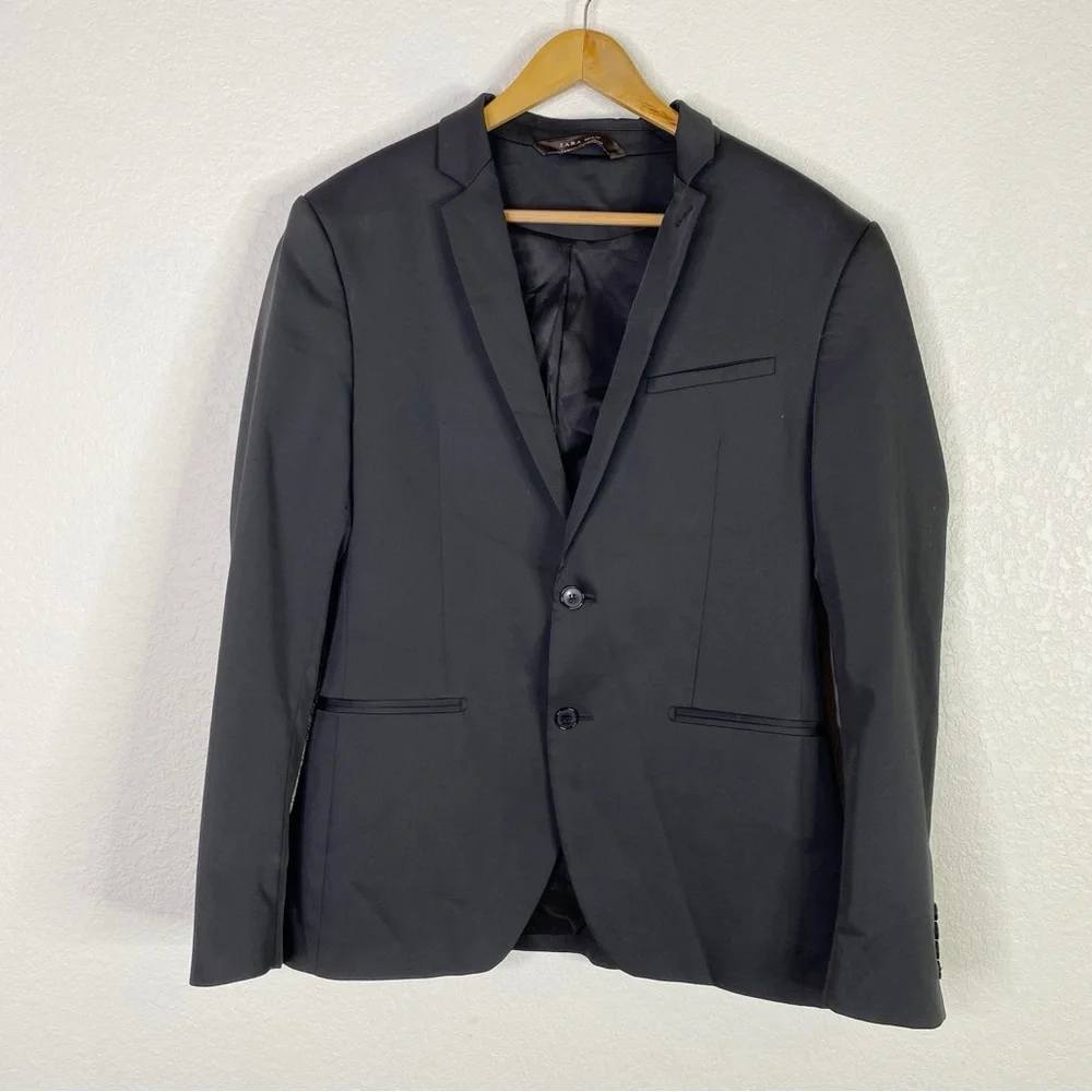 Zara Man Black Double Vent Blazer Jacket
